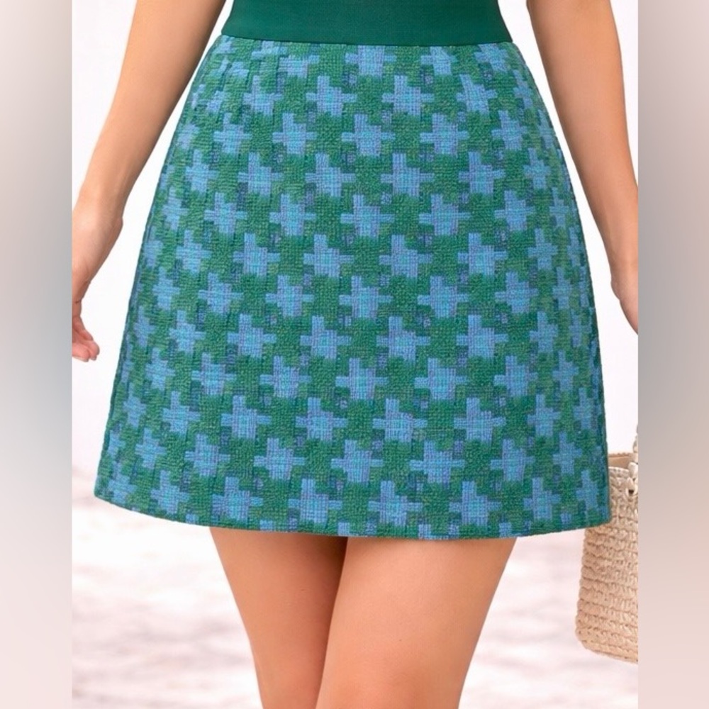 Boden Green and Blue Mini Skirt